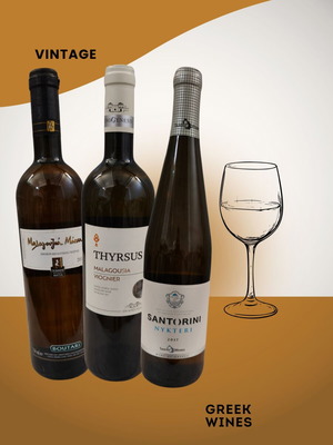 Vintage Greek White Wine Collection Pack of 3
