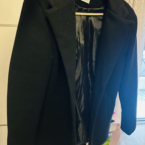 Black women's coat XL, knee-length with button