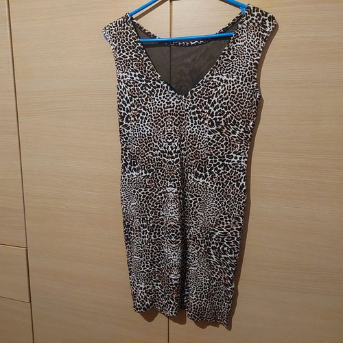 Animal print dress with black mesh, like new, size L
