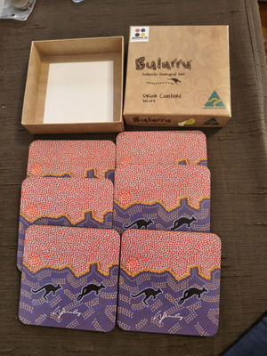 Bulurru Authentic Aboriginal Art Drink Coasters, set of 6
