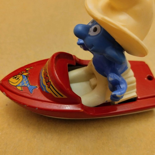 Smurf Fisherman Miniature vintage 1982 used, GUISVAL