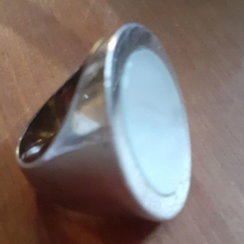 Silver 925 statement ring with mother of pearl used, 28gr