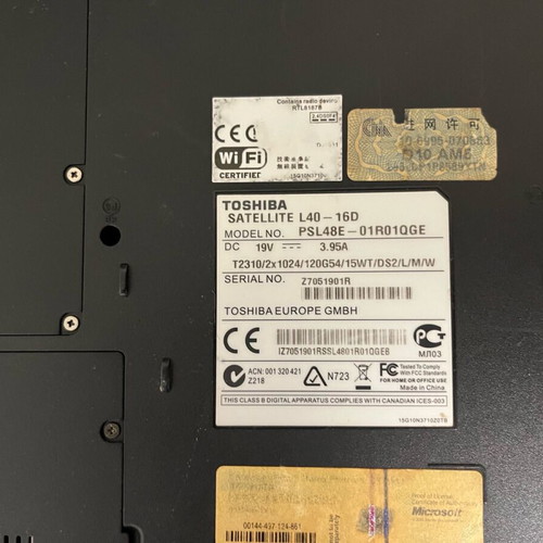 Toshiba Satellite L40 - 16D used laptop for parts