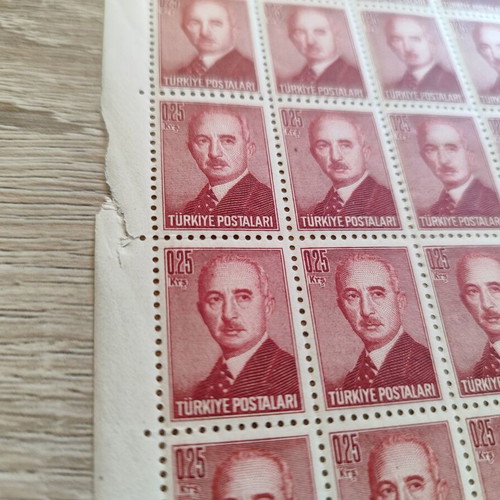 Vintage Turkish Stamps featuring İsmet İnönü 5 sheets used