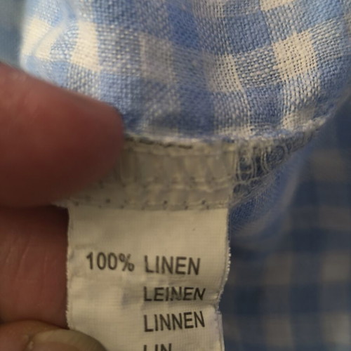 XL Abrams short-sleeve 100% linen summer shirt, like new, blue and white check