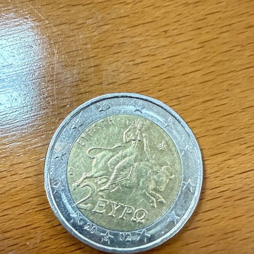 2€ Europe collectible coin like new with cutting errors 2002