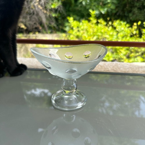 Vintage Italian Frosted Glass Bowl 80s New
