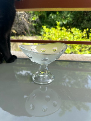 Vintage Italian Frosted Glass Bowl 80s New