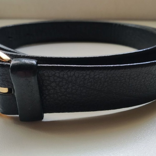 Vintage black leather belt L'Aiglon used, size 90
