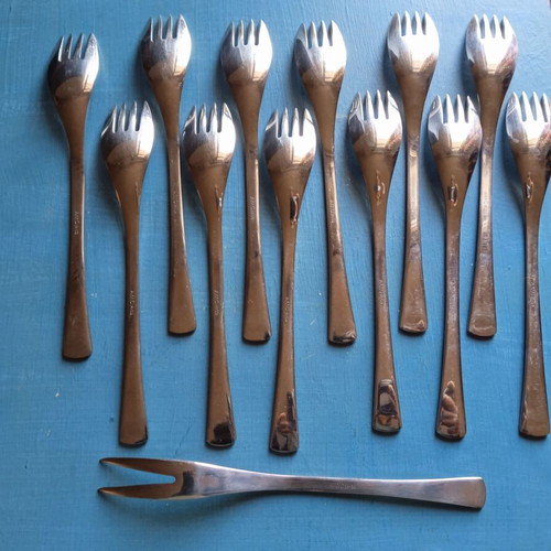 Amc forks set used, 12 pieces with serving fork 18/10