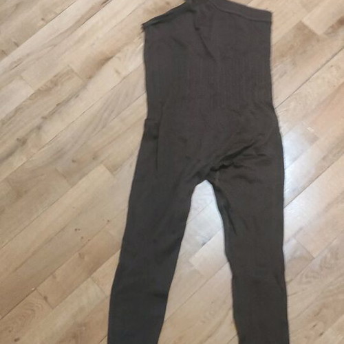 Yoga jumpsuit with one shoulder, rib fabric, brown, like new