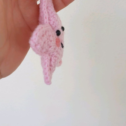 Amigurumi Star Keychain Pink Silver Made to Order