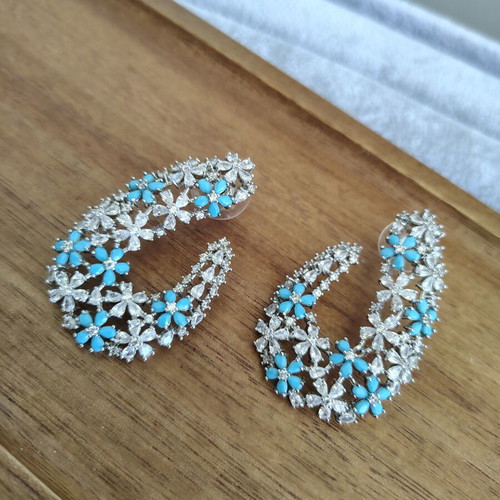 Earrings with zircon and turquoise