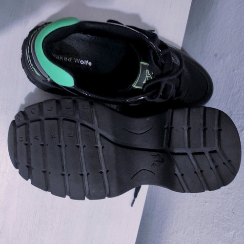 Naked Wolfe Scary Chunky Platform Sneakers Black and Neon Green used