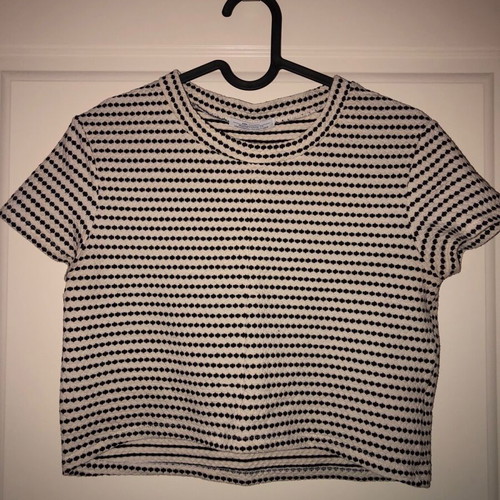 Zara crop top blouse used, black and white, size S