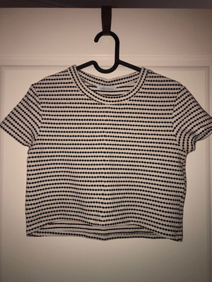 Zara crop top blouse used, black and white, size S