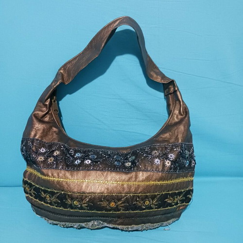 Golden brown shoulder bag used with sequins