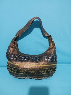 Golden brown shoulder bag used with sequins
