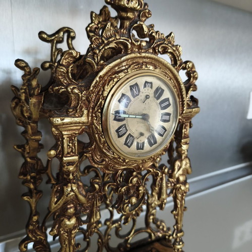 Vintage Peter Baroque style brass table clock used