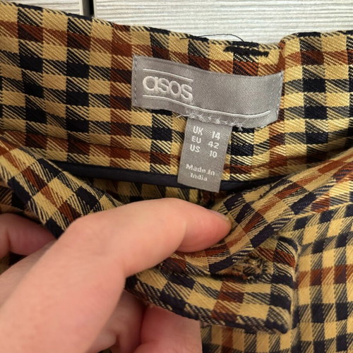 Asos checked pants high-waisted balloon like new, brown multicolor XL