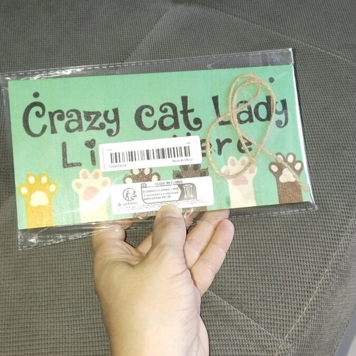 Rustic wooden sign "Crazy Cat Lady Lives Here" new