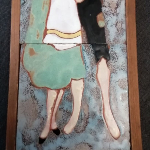 Ceramic tile with couple used, 30x10cm