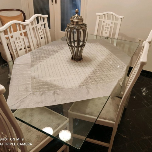 Marble dining set with glass and used coffee table