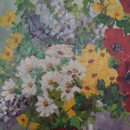 Painting Spring Bouquet like new, oil on canvas 80/60 cm