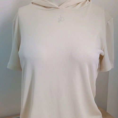 Roccobarocco short-sleeve hoodie blouse like new, cream color