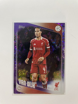Virgil van Dijk Purple Holo 150/250 Topps UEFA Club Competitions card like new