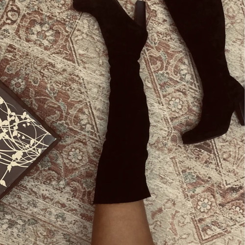 Leather black overtheknee boots size 36 like new, 8 cm heel