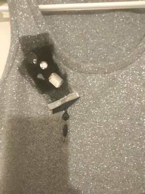 Top and bolero from silver thread used, size M with rhinestone brooch