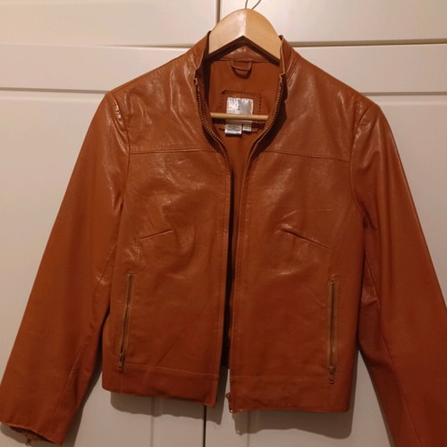 Leather jacket women like new, tan, size 38 (S/M)