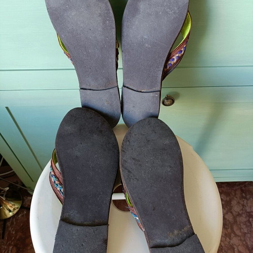 Handmade leather sandals like new, 2 pairs, size 40, multicolor