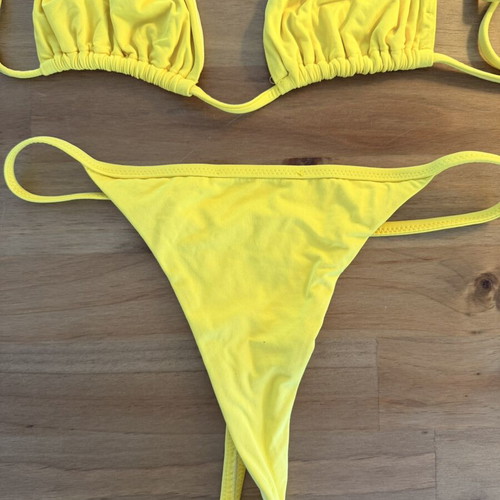 Vassia Kostara yellow bikini set like new, top large bottom medium