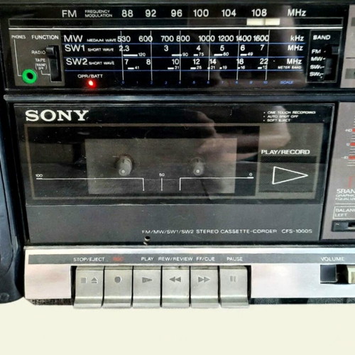 Sony CFS-1000S Vintage Boombox 1985 used, stereo cassette-corder