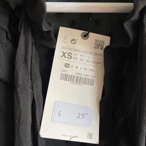 Риза Zara XS черна нова с етикет