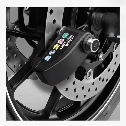 Avizar Anti-theft Motorcycle Disc Lock with 110 dB Alarm, Zinc Alloy Black