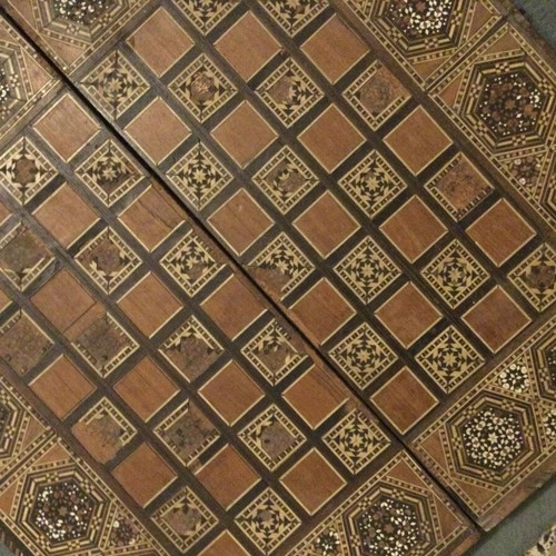 Traditional handmade chess and backgammon board used
