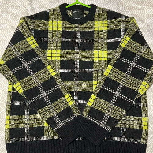 Bershka green checked sweater like new