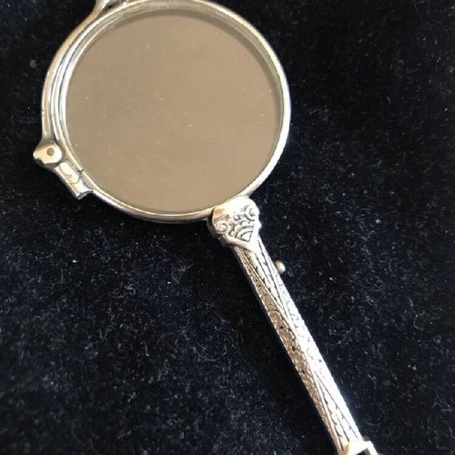 Antique silver-plated hand-held lorgnette used Victorian era English made