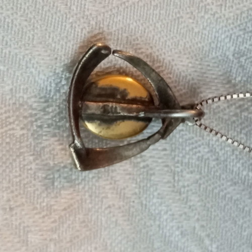 Silver 925 necklace with gold-plated opal, vintage, 40cm chain
