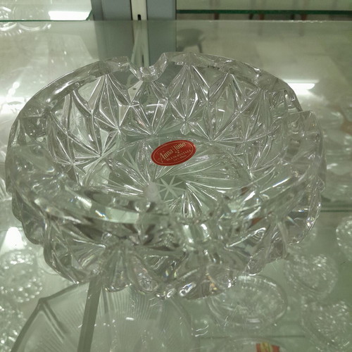 Crystal ashtray Anna Hutte German heavy new