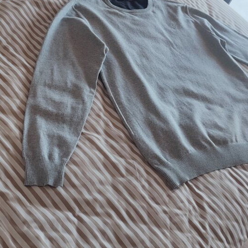 Gin tonic knitted long-sleeve sweater, gray, size M