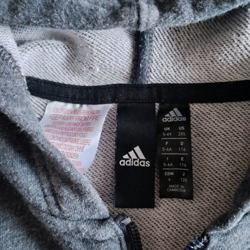 Adidas sweatshirt jacket used for 5-6 years old, grey