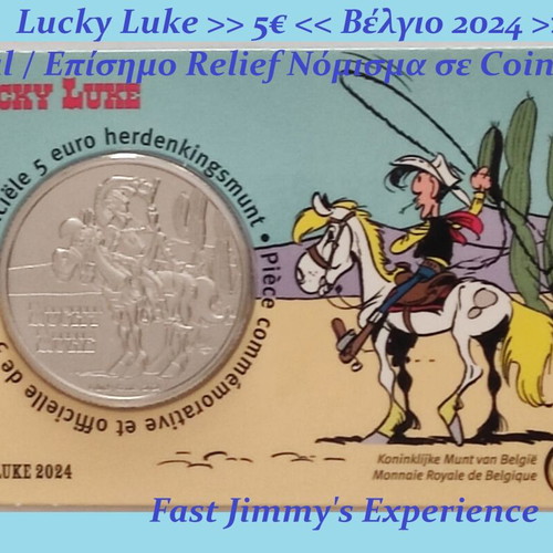 Lucky Luke Official Relief 5 Euro Coin 2024 in Coin Card new