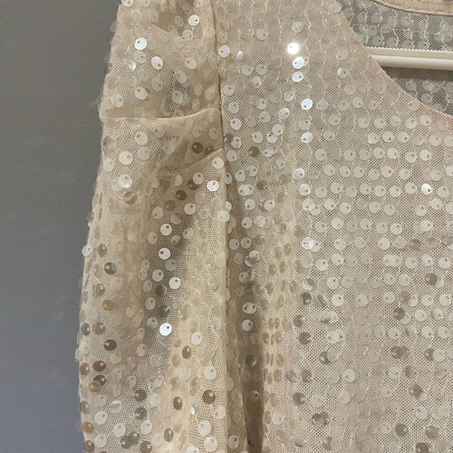 Zara sequin blouse like new, white, size L