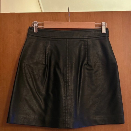 High-waisted leather skirt