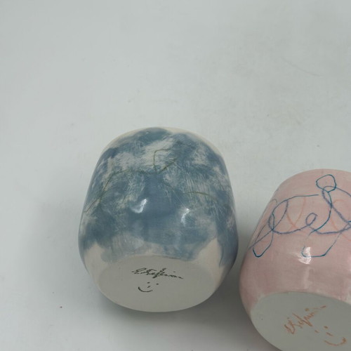 Handmade ceramic cups set of 2 by Eleftheria Sifnaiou new