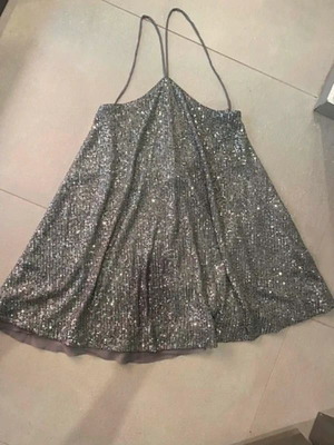 BSB Silver Sequin Backless Dress New